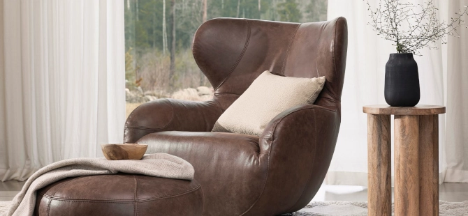 Fauteuil en cuir Shell de la marque Vilmers en ambiance