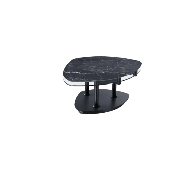 Table basse en verre et céramique à 2 plateaux (fermée), SEVILLA, effet marbre Marquina