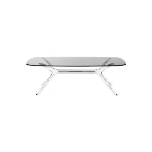 Table basse Blast, plateau rectangulaire transparent teinté gris fumé