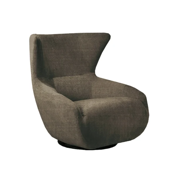 Fauteuil pivotant STONE vue de 3/4, revêtement tissu ETON de couleur Cement.