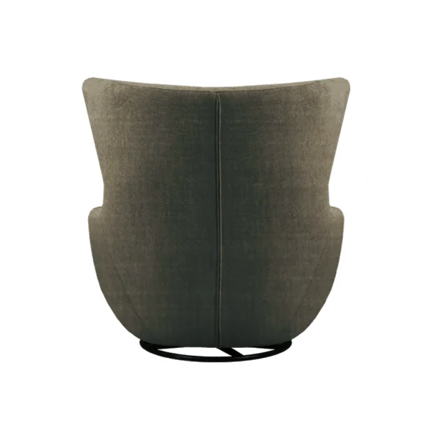 Fauteuil pivotant STONE vue de dos, revêtement tissu ETON de couleur Cement.