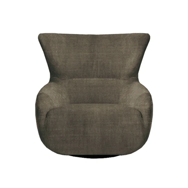 Fauteuil pivotant STONE vue de face, revêtement tissu ETON de couleur Cement.