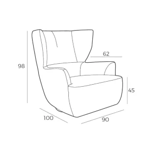 Schéma des dimensions du fauteuil COAST de Vilmers