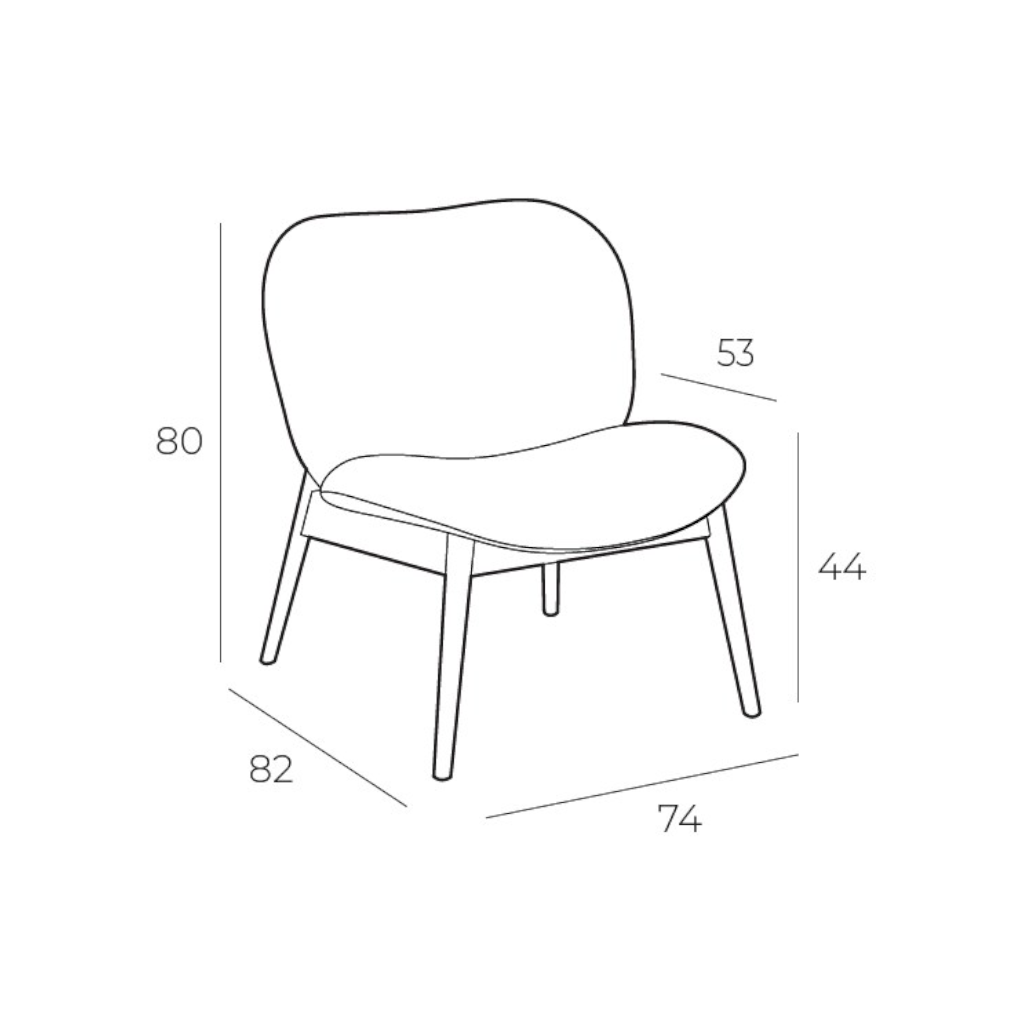 Schéma des dimensions du fauteuil KRELL de Vilmers