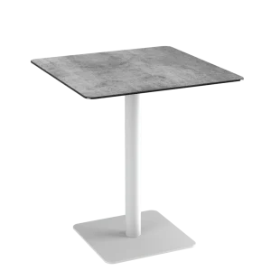 Table haute carré ORLANDO de 90 cm de haut, couleur silver et blanc