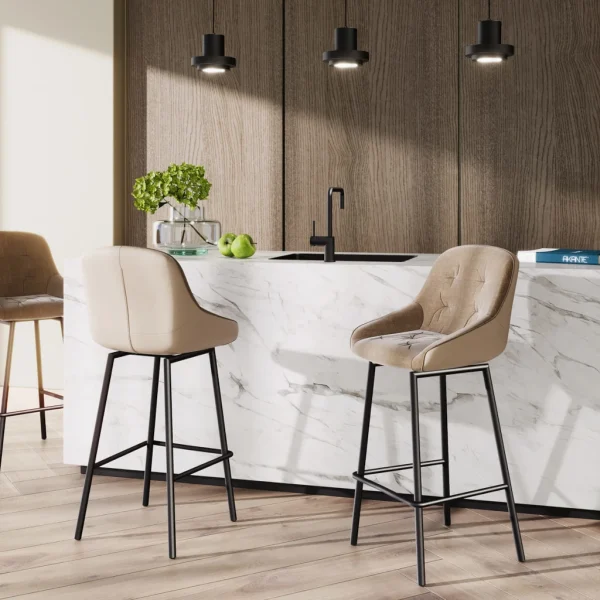 Tabouret de bar pivotant SAN FRANCISCO, hauteur 100 cm, couleur taupe en ambiance