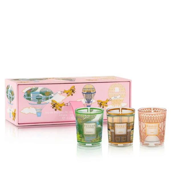 Coffret de trois mini bougies parfumées (Singapore, Athens, Paris)