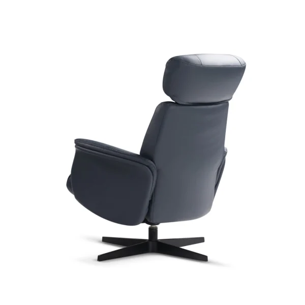 Fauteuil relax bleu LOVE de la marque NICOLETTI HOME, vue de 3/4 dos